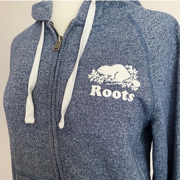 Roots Blue Zip-Up Sweater with Hood and Logo - Picture 4 of 5
